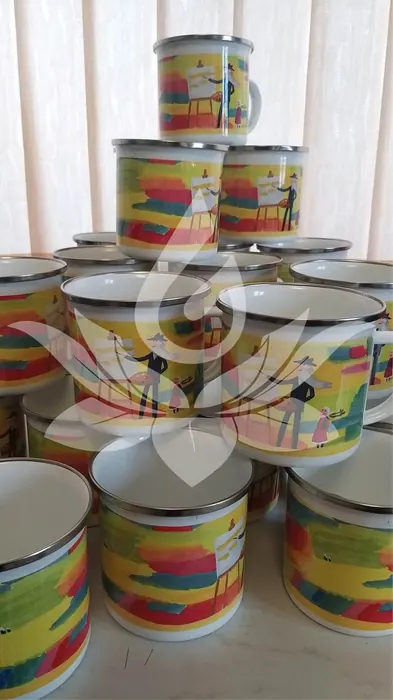 Printed enamel mugs
