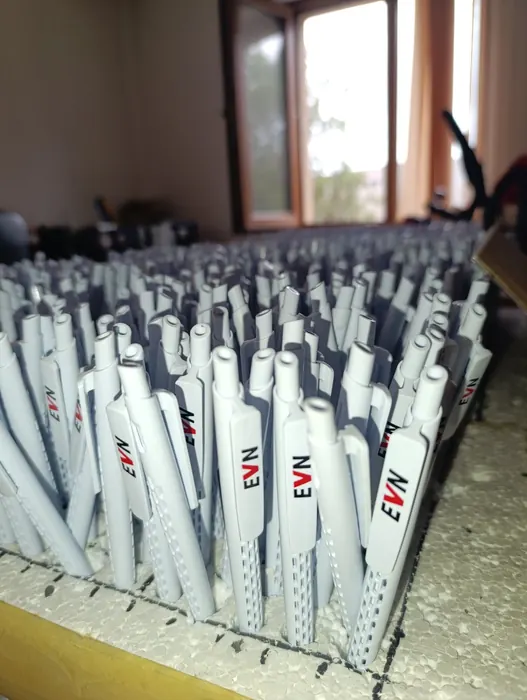 Logo pens in a large run