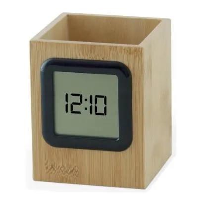 Desk stand with clock and pen holder 028