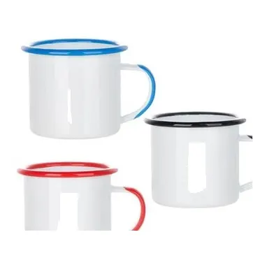 Enamel mug with silver rim Sk14