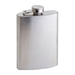 Flat metal hip flask with screw cap 0210