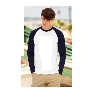 Two-colour cotton long-sleeve T-shirt fval28