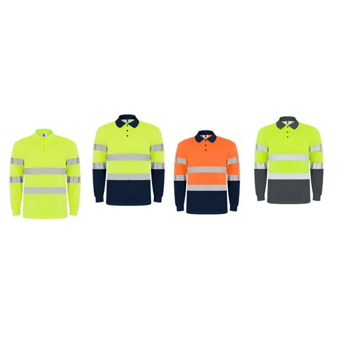 Reflective long-sleeve piqué polo shirt rhi